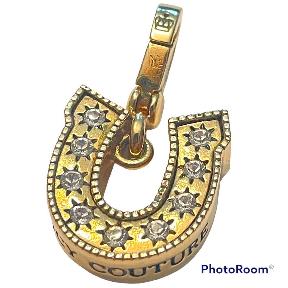 Juicy Couture  Good Luck Horseshoe Rhinestone Crystal Gold Bracelet Bag Charm
